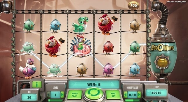 Аппарат EggOMatic - выигрышная комбинация со знаком Wild Выигрышная комбинация со знаком Wild в аппарате EggOMatic
