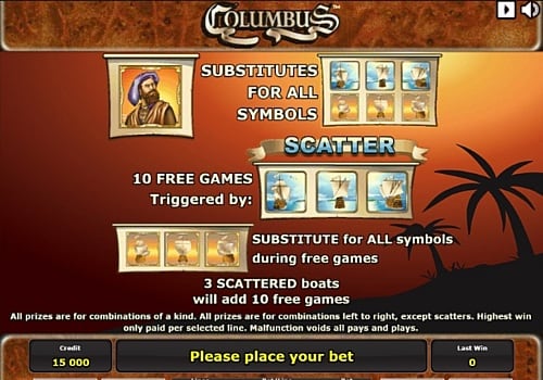 Игра Columbus - дикий знак и фриспины Дикий знак и фриспины в игре Columbus