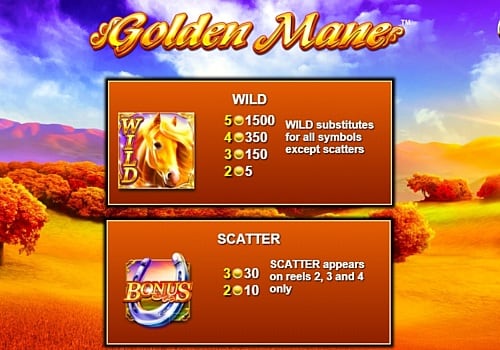 Игровой аппрат Golden Mane - Wild и Scatter Wild и Scatter в игровом аппарате Golden Mane