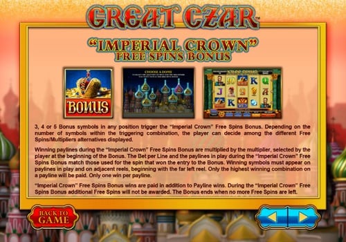 Игровой аппарат Great Czar - правила фриспинов Правила фриспинов в игровом аппарате Great Czar