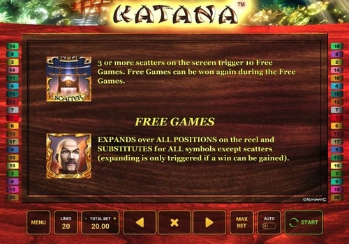 Игровой аппарат Katana - правила фриспинов Правила фриспинов в игровом аппарате Katana