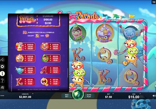 Игровой аппарат Sugar Parade - выплаты за символы Выплаты за символы в игровом аппарате Sugar Parade