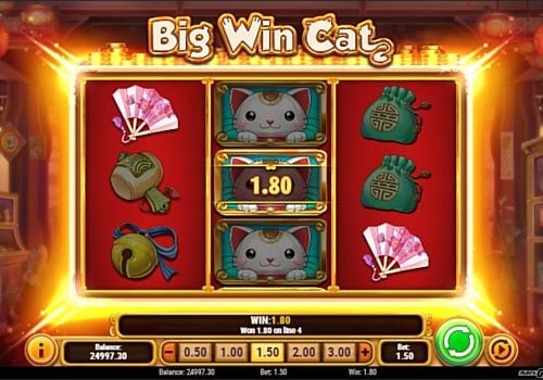 Игровой автомат Big Win Cat - призовая комбинация на линии Призовая комбинация на линии в игровом автомате Big Win Cat