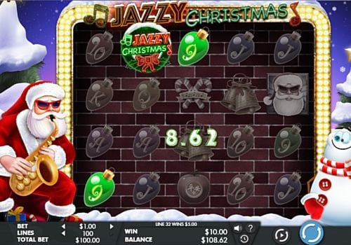 Игровой автомат Jazzy Christmas - призовая комбинация с диким знаком Призовая комбинация с диким знаком в игровом автомате Jazzy Christmas