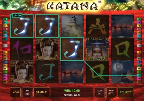 Игровой автомат Katana - призовая комбинация Призовая комбинация в игровом автомате Katana