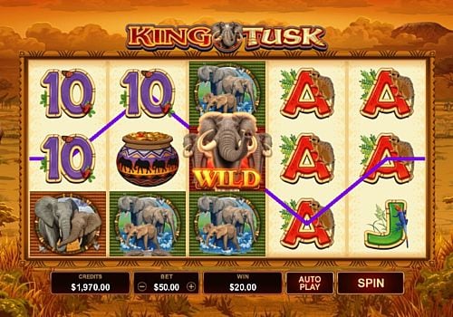 Игровой автомат King Tusk - призовая комбинация символов Призовая комбинация символов в игровом автомате King Tusk