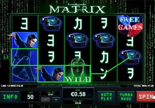 Игровой автомат Matrix - призовая комбинация символов Призовая комбинация символов в игровом автомате Matrix