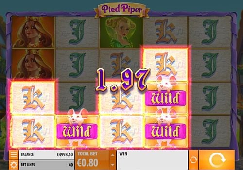 Игровой автомат Pied Piper - выигрышная комбинация с диким знаком Выигрышная комбинация с диким символом в игровом автомате Pied Piper
