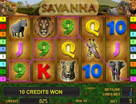 Игровой автомат Savanna - призовая комбинация символов Призовая комбинация символов в игровом автомате Savanna