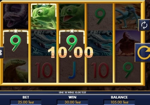 Онлайн автомате Reptile Riches - комбинация с диким знаком Комбинация с диким знаком в онлайн автомате Reptile Riches
